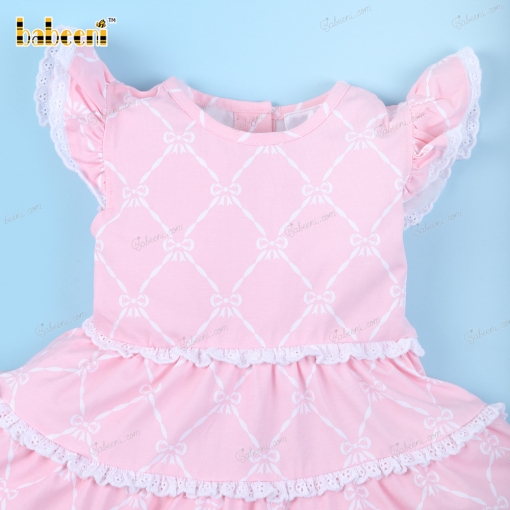 Sweet Pink Bows Plain Dress for little girl - BB3108